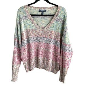 Modcloth Sz Med V-Neck Multi Color Striped Sweater